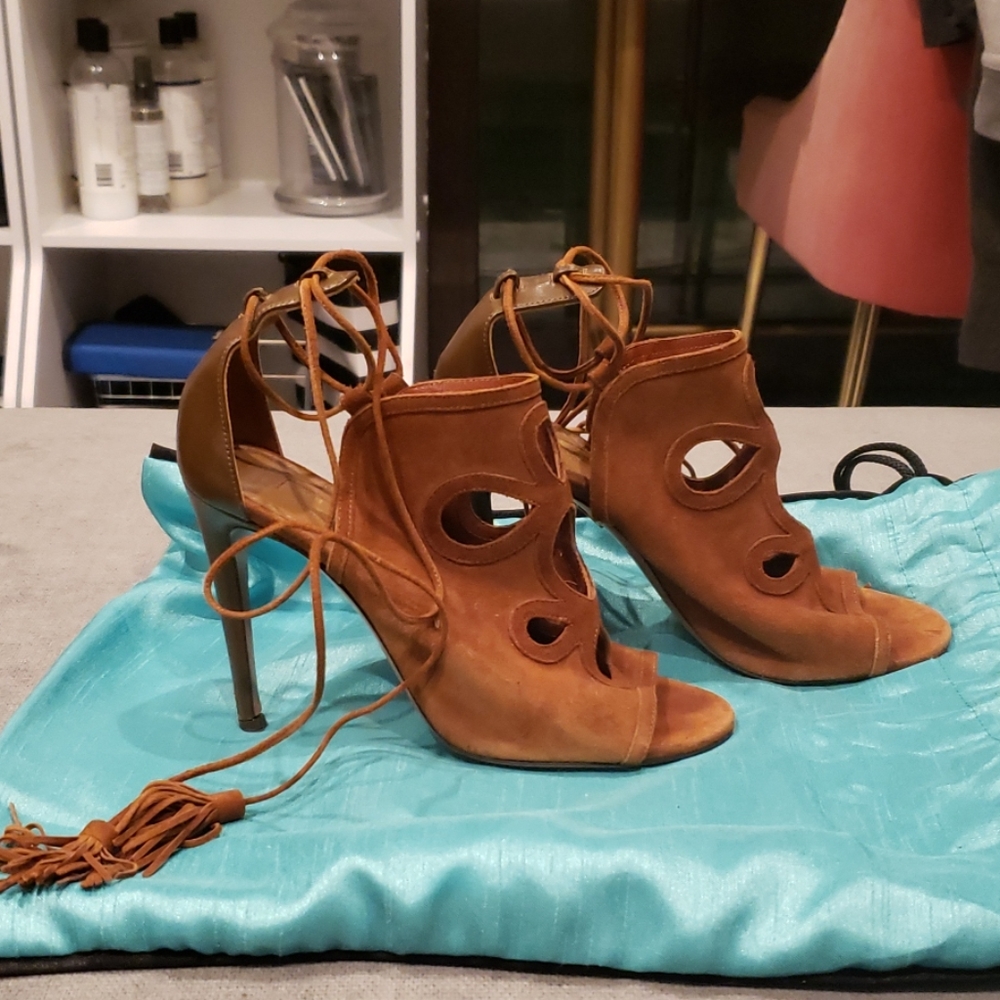 Aquazzura Suede Cutout Peeptoe Bootie